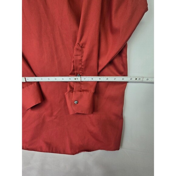 Geoffrey Beene Fitted Dress Shirt Men's Large 16 Wrinkle Free Deep Red - Picture 9 of 9